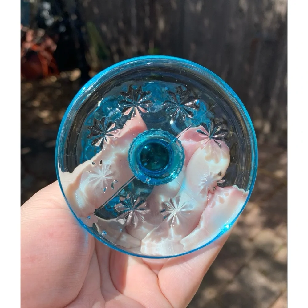 L.E. Smith Moon and Stars Sherbet Cup Lidded Electric Blue